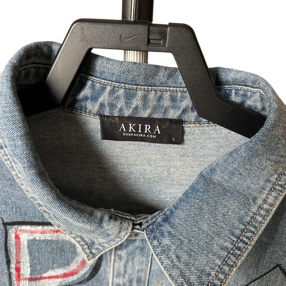 Large Oversized AKIRA Girls Club Graffiti Denim Jacket EUC - Picture 5 of 10